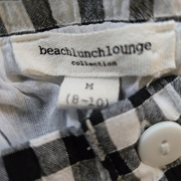 BeachLunchLounge Women Size M Black&White Gingham Square Neck Dress - Picture 2 of 13